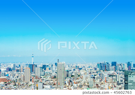 skyline aerial view of shinjuku in Tokyo, Japan skyline aerial view of shinjuku in Tokyo, Japan 45602763
