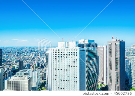 skyline aerial view of shinjuku in Tokyo, Japan skyline aerial view of shinjuku in Tokyo, Japan 45602786