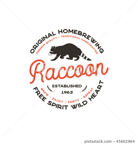 Wild animal badge with Raccoon and typography elements. Beer Logo template for brewing company Wild animal badge with Raccoon and typography elements. Beer Logo template for brewing company 45602964