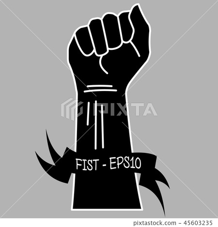 Hand clenched into a fist ribbon 45603235