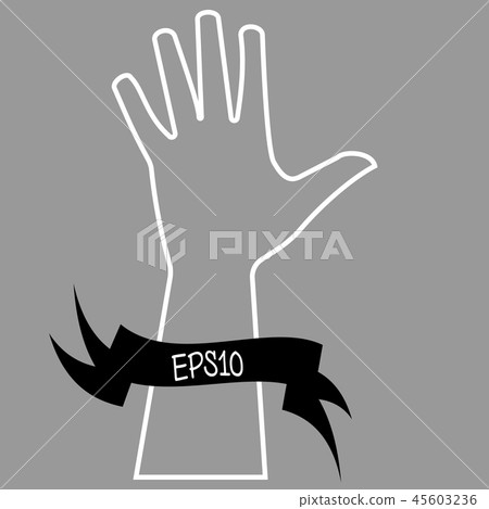 White outline of bunch of fives with black ribbon White outline of bunch of fives with black ribbon 45603236