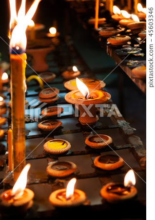 Candle burning in Loy Kratong Festival Thailand Candle burning in Loy Kratong Festival Thailand 45603346