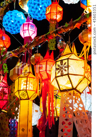 Colourful Yi Peng Lantern Loy Kratong festival Colourful Yi Peng Lantern Loy Kratong festival 45603351
