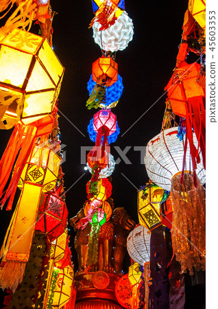 Colourful Yi Peng Lantern Loy Kratong festival Colourful Yi Peng Lantern Loy Kratong festival 45603353
