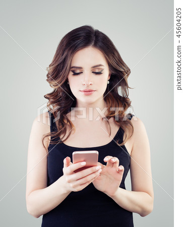 Girl with phone. Young woman 45604205