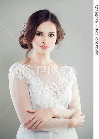 Romantic bride with makeup, bridal hairstyle Romantic bride with makeup, bridal hairstyle 45604225