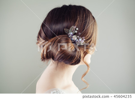 Beautiful bridal hairstyle. Updo hair Beautiful bridal hairstyle. Updo hair 45604235