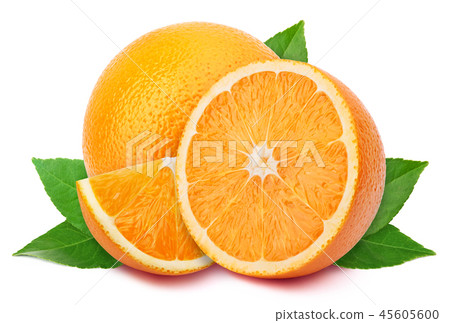 Orange with slices isolated on white Orange with slices isolated on white 45605600