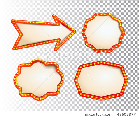Shining isolated retroset bulb light frames, arrow Shining isolated retroset bulb light frames, arrow 45605877
