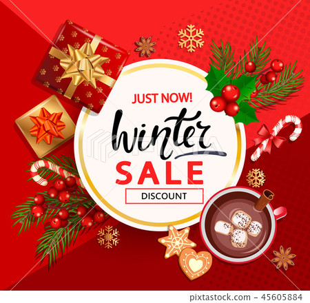 Winter sale card for New Year holidays. 45605884
