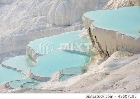 Pamukkale, natural pool with blue water, Turkey Pamukkale, natural pool with blue water, Turkey 45607195