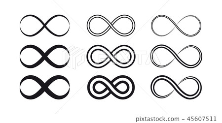 Set of infinity symbols and icons silhouettes. 45607511