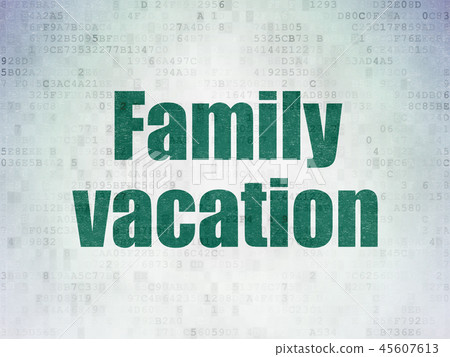 Travel concept: Family Vacation on Digital Data Paper background 45607613