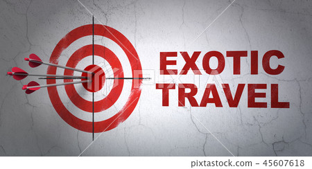 Vacation concept: target and Exotic Travel on wall background Vacation concept: target and Exotic Travel on wall background 45607618