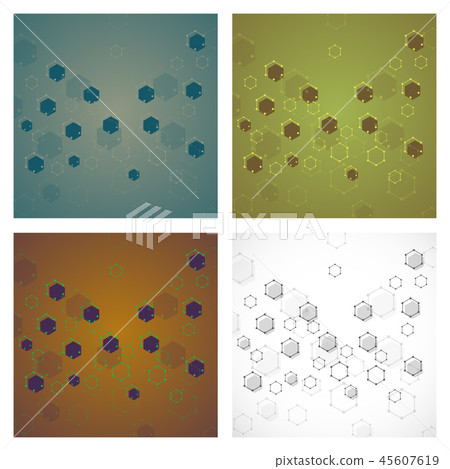 Set of science template, wallpaper or banner with a DNA molecules. Vector illustration. Set of science template, wallpaper or banner with a DNA molecules. Vector illustration. 45607619