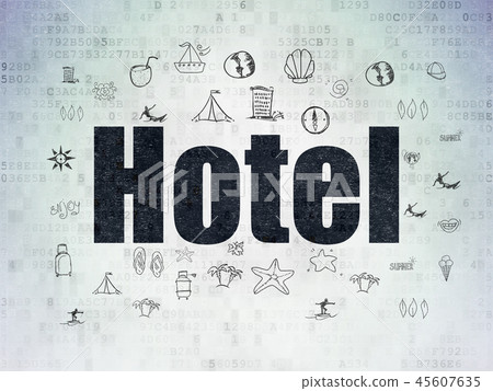 Vacation concept: Hotel on Digital Data Paper background Vacation concept: Hotel on Digital Data Paper background 45607635