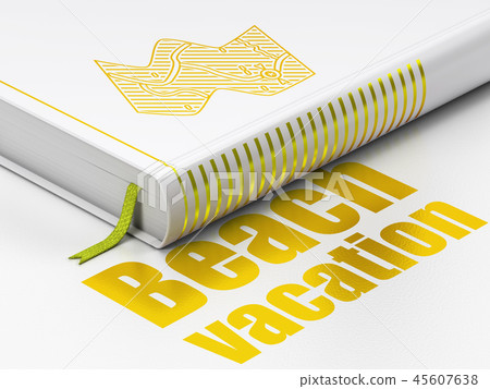Tourism concept: book Map, Beach Vacation on white background 45607638