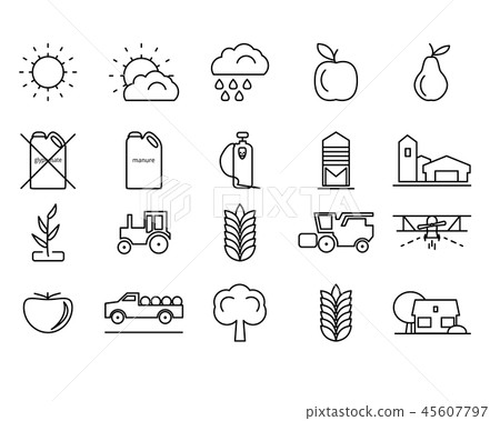 Vector farm line icons set your design, herbicides 45607797