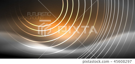 Neon circles abstract background, shiny lines 45608297