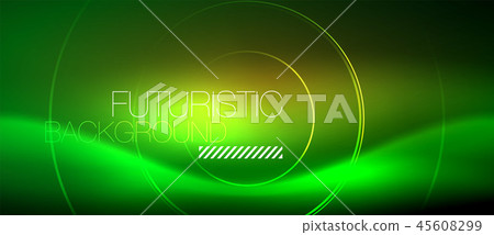 Neon glowing techno lines, hi-tech futuristic abstract background template with square shapes 45608299