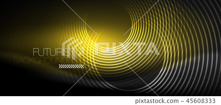 Dark abstract background with glowing neon circles 45608333