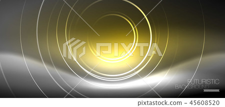 Neon circles abstract background, shiny lines 45608520