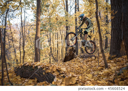 Image of athlete man riding sports bike on track 45608524