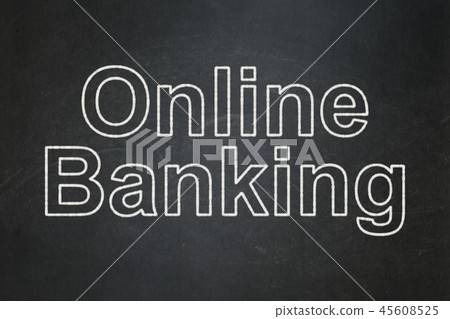 Business concept: Online Banking on chalkboard background 45608525