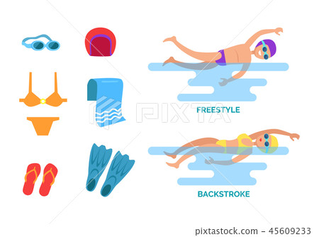 Backstroke and Freestyle Set Vector Illustration Backstroke and Freestyle Set Vector Illustration 45609233