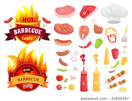 Hot BBQ Barbecue Icons Set Vector Illustration Hot BBQ Barbecue Icons Set Vector Illustration 45609267