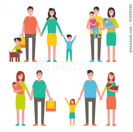 Family Members Cartoon Characters Walking Together Family Members Cartoon Characters Walking Together 45609388