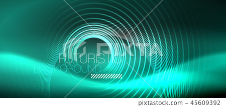 Dark abstract background with glowing neon circles 45609392