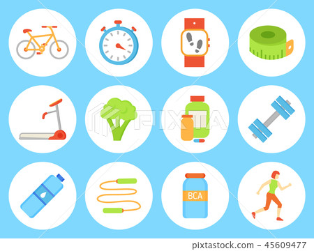 Bicycle Bottle and Timer Set Vector Illustration Bicycle Bottle and Timer Set Vector Illustration 45609477