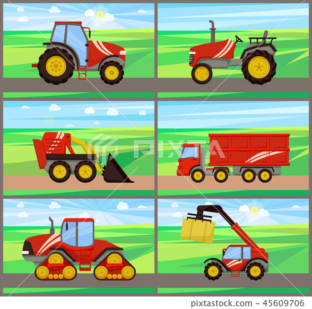 Loader and Tractor Agriculture Vector Illustration 45609706