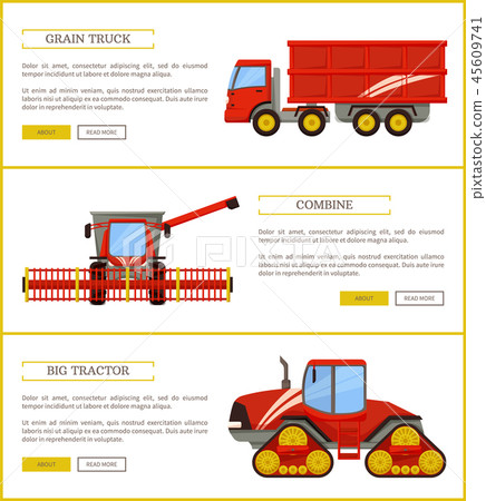 Grain Truck and Tractor Set Vector Illustration Grain Truck and Tractor Set Vector Illustration 45609741