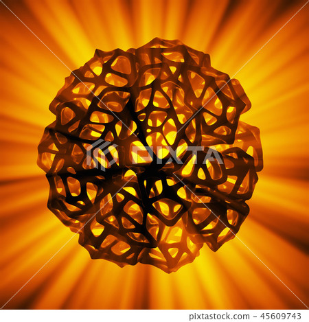 Abstract 3d rendering concept of high poly sphere with chaotic mesh grid cellular mulecular Abstract 3d rendering concept of high poly sphere with chaotic mesh grid cellular mulecular 45609743