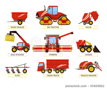 Grain Trailer and Trailed Bale Vector Illustration Grain Trailer and Trailed Bale Vector Illustration 45609802