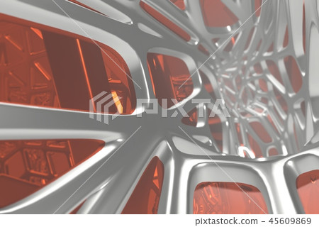 Abstract 3d rendering concept of high poly architecture with steel and glass, chaotic mesh grid Abstract 3d rendering concept of high poly architecture with steel and glass, chaotic mesh grid 45609869
