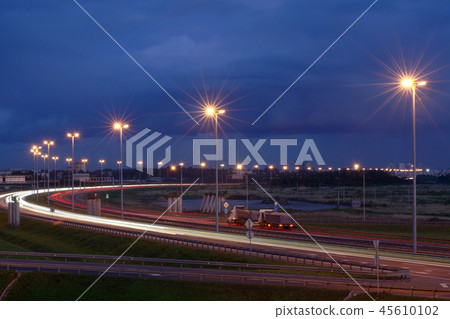 Electric lighting on night the highway 45610102