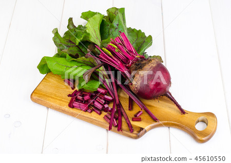 Beet ripe purple with green leaves 45610550