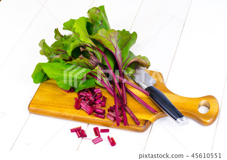 Bunch of green beet leaves 45610551
