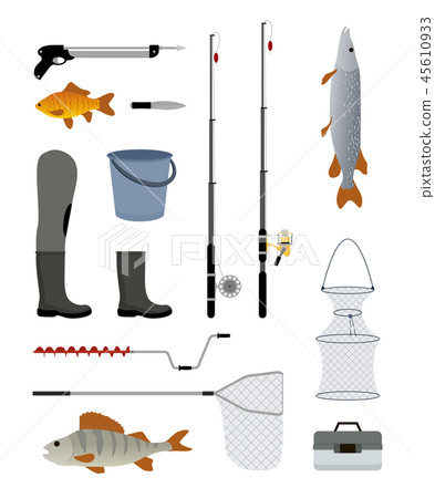 Fishing Manufacturers Icon Set Vector Illustration Fishing Manufacturers Icon Set Vector Illustration 45610933