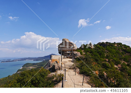 [Asujima Island] Layered rock and heavy rock (Oze Ishigamo Shrine) copy space 45611105