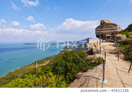 [Asujima Island] Layered rock and heavy rock (Oze Ishigamo Shrine) copy space 45611106