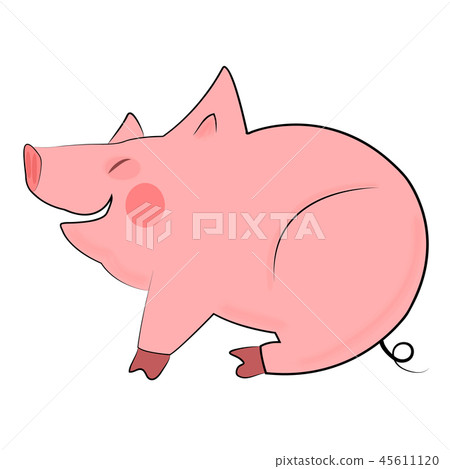 Smiling pig on white background 45611120