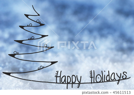 Line Sketch Of Christmas Tree, Happy Holidays Line Sketch Of Christmas Tree, Happy Holidays 45611513