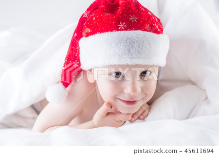 pink and white santa hat