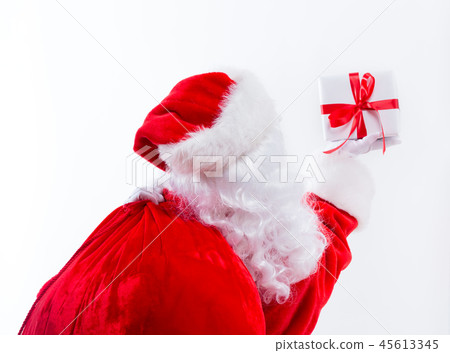 Santa holding a Christmas gift 45613345