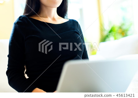 Young woman with a laptop computer 45613421