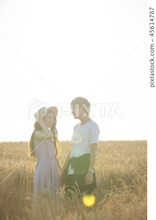 Wheat field and couple 45614787